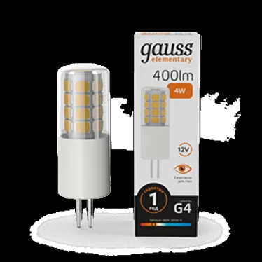 Лампа светодиодная Elementary G4 12V 4W 400lm 3000K керамика LED 1/10/200 | 10714 | Gauss