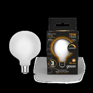Лампа светодиодная Filament G95 10W 1070lm 3000К Е27 milky диммируемая LED 1/20 | 189202110-D | Gauss