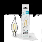                  Лампа светодиодная Basic Filament Свеча на ветру 4,5W 420lm 4100К Е14 LED 1/10/50 | 1041125 | Gauss
               