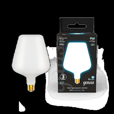 Лампа светодиодная Filament V160 9W 890lm 4100К Е27 milky LED 1/6 | 1016802209 | Gauss