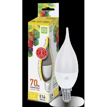 Лампа светодиодная LED-СВЕЧА НА ВЕТРУ-standard 7.5Вт 230В Е14 3000К 675Лм | 4690612004556 | ASD