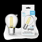 Лампа светодиодная Basic Filament Шар 4,5W 420lm 4100К Е27 LED 1/10/50 | 1051215 | Gauss