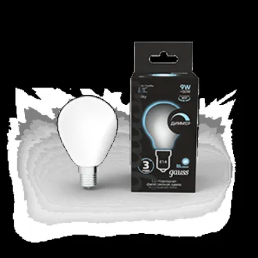 Лампа светодиодная Filament Шар 9W 610lm 4100К Е14 milky диммируемая LED 1/10/50 | 105201209-D | Gauss