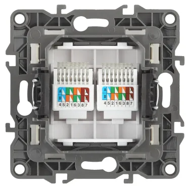 Розетка информационная двойная 2XRJ45, Эра12, бронза, 12-3108-13