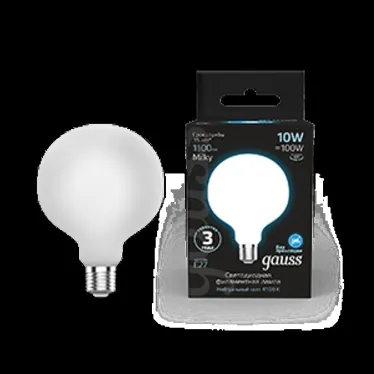 Лампа светодиодная Filament G125 10W 1100lm 4100К Е27 milky LED 1/20 | 187202210 | Gauss