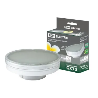 Лампа светодиодная LED 11Вт GX70 220В 3000К GX70 таблетка (плоский цилиндр) | SQ0340-0077 | TDM