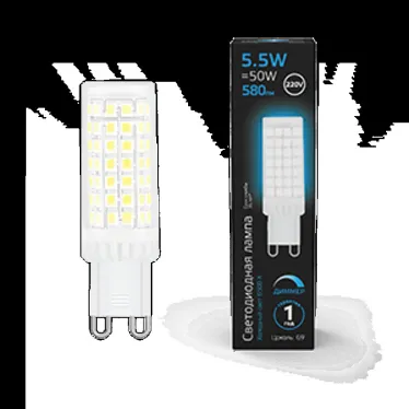 Лампа светодиодная G9 AC185-265V 5,5W 580lm 6500K керамика диммируемая LED 1/10/200 | 107309355-D | Gauss