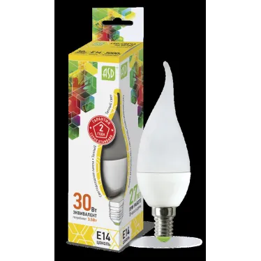 Лампа светодиодная LED-СВЕЧА НА ВЕТРУ-standard 3.5Вт 230В Е14 3000К 320Лм | 4690612004730 | ASD