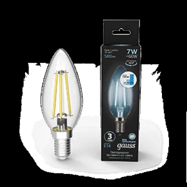 Лампа светодиодная Black LED Filament Свеча E14 7W 580lm 4100К step dimmable | 103801207-S | Gauss