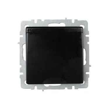 BRITE Розетка с заземлением с защитными шторками и крышкой 16А IP20 РСбш10-3-БрЧ черный