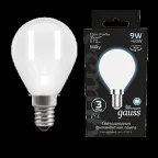                  Лампа светодиодная Filament Шар 9W 610lm 4100К Е14 milky LED 1/10/50 | 105201209 | Gauss
               