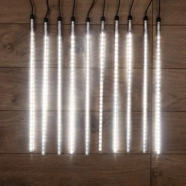 Гирлянда Тающие сосульки 24 В, комплект 10 шт. х 50 см, шаг 100 см, 600 LED, белый, соединяются | 256-426 | NEON-NIGHT