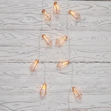Гирлянда светодиодная Кристаллы бронзовые 10 LED, 1,5 м, прозрач. ПВХ, теплый белый свет свечения, 2хАА (батарейки не в компл.) | 304-019 | NEON-NIGHT