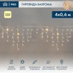 Гирлянда Айсикл (Бахрома) светодиодная 4,0х0,6 м, с эффектом мерцания, белый провод каучук, 230 В, диоды теплые белые | 255-356 | NEON-NIGHT