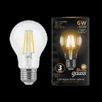                  Лампа светодиодная LED 6Вт E27 220В 2700К A60 | 102802106 | Gauss
               