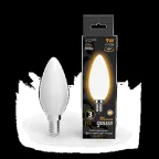                  Лампа светодиодная Filament Свеча 9W 590lm 3000К Е14 milky LED 1/10/50 | 103201109 | Gauss
               