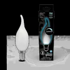 Лампа светодиодная Filament Свеча на ветру 9W 610lm 4100К Е14 milky диммируемая LED 1/10/50 | 104201209-D | Gauss