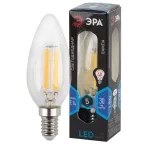 Лампа светодиодная F-LED B35-5W-840-E14 (филамент, свеча, 5Вт, нейтр, E14) | Б0043449 | ЭРА