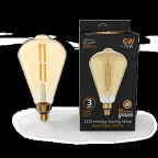                  Лампа светодиодная LED Vintage Filament Straight ST164 6W E27 164*297mm Amber 890lm 2700K 1/6 | 157802118 | Gauss
               