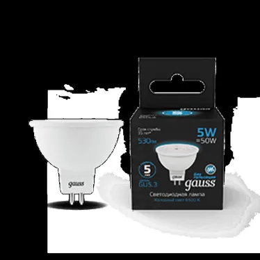 Лампа светодиодная MR16 5W 530lm 6500K GU5.3 LED 1/10/100 | 101505305 | Gauss