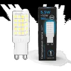                  Лампа светодиодная G9 AC185-265V 5,5W 560lm 6500K керамика LED 1/10/200 | 107009306 | Gauss
               