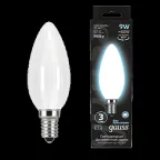                  Лампа светодиодная Filament Свеча 9W 610lm 4100К Е14 milky LED 1/10/50 | 103201209 | Gauss
               