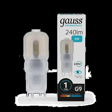 Лампа светодиодная Elementary G9 AC220-240V 3W 240lm 4100K пластик LED 1/10/200 | 14923 | Gauss