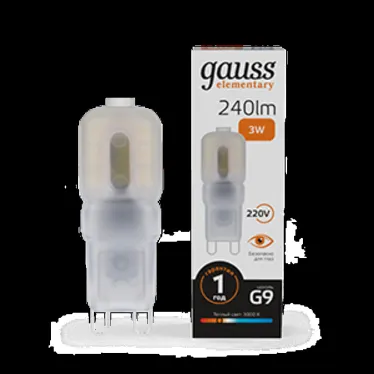 Лампа светодиодная Elementary G9 AC220-240V 3W 240lm 3000K пластик LED 1/10/200 | 14913 | Gauss