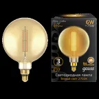                 Лампа светодиодная LED Vintage Filament Straight G200 6W E27 200*283mm Amber 890lm 2700K 1/6 | 154802118 | Gauss
               