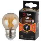 Лампа светодиодная F-LED P45-9W-827-E27 gold (филамент, шар золот, 9Вт, тепл, E27) | Б0047025 | ЭРА