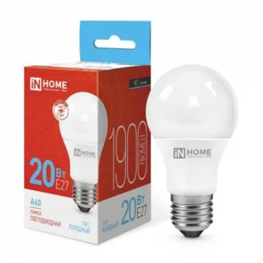 Лампа светодиодная LED-A60-VC 20Вт 230В Е27 6500К 1800Лм | 4690612020310 | IN HOME