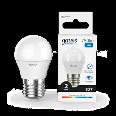 Лампа светодиодная Elementary Шар 10W 750lm 6500K Е27 LED 1/10/100 | 53230 | Gauss