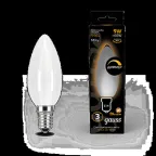                  Лампа светодиодная Filament Свеча 9W 590lm 3000К Е14 milky диммируемая LED 1/10/50 | 103201109-D | Gauss
               