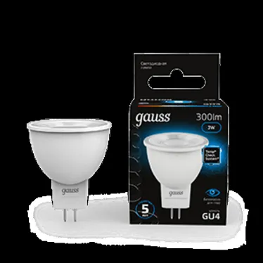 Лампа светодиодная MR11 3W 300lm 6500K GU4 LED 1/10/100 | 132517303 | Gauss