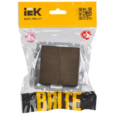 BRITE Выключатель двухклавишный проходной 10А ВС10-2-6-БрТБ темная бронза