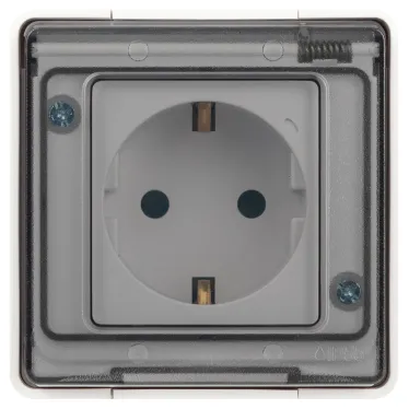 Розетка Эксперт 11-2502-01 2P+E IP55, шторки, 16A-250В, ОУ, белый