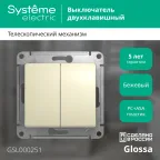 GLOSSA Выключатель двухклавишный в рамку бежевый схема 5