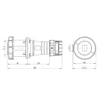 Розетка кабельная IP67 63A 3P+E 400V