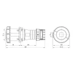 Розетка кабельная IP67 63A 3p+E+N 400V