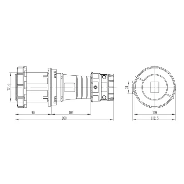 Розетка кабельная IP67 63A 3p+E+N 400V