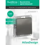 Выключатель одноклавишный ATLASDESIGN схема 1 10АХ механизм сталь