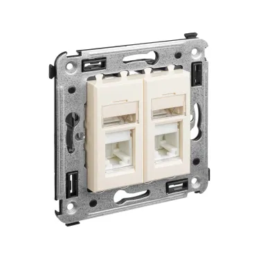 Avanti Розетка RJ-45 в стену, кат.6 двойная, ''Ванильная дымка''