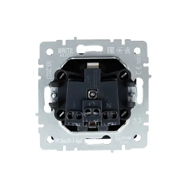 BRITE Розетка с заземлением с защитными шторками и крышкой 16А IP20 РСбш10-3-БрГ графит