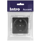 Розетка Intro Accent 6-202-05 2P+E Schuko, 16А-250В, IP20, СУ, антрацит