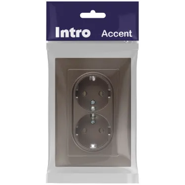 Розетка Intro Accent 6-205-08 2X2P+E Schuko, 16А-250В, IP20, СУ, AL/CU, бронза