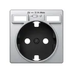 Накладка для розетки Schuko с зарядным устройством 2хUSB цвета алюминий S82 | 8200049-033 | Simon