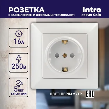 Розетка Intro Solo 4-206-06 с заземлением 2P+E