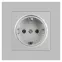 Розетка Intro Accent 6-202-03 2P+E Schuko, 16А-250В, IP20, СУ, алюминий