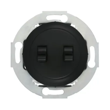 Выключатель 2-рычажковый (схема 5) 10 A, 250 B (черный) Vintage | 882308-1 | Ecoplast