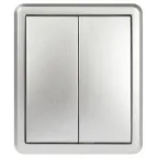 Выключатель Эксперт 11-1205-03 двойной с подсветкой IP20 10АХ-250В ОУ алюминий
